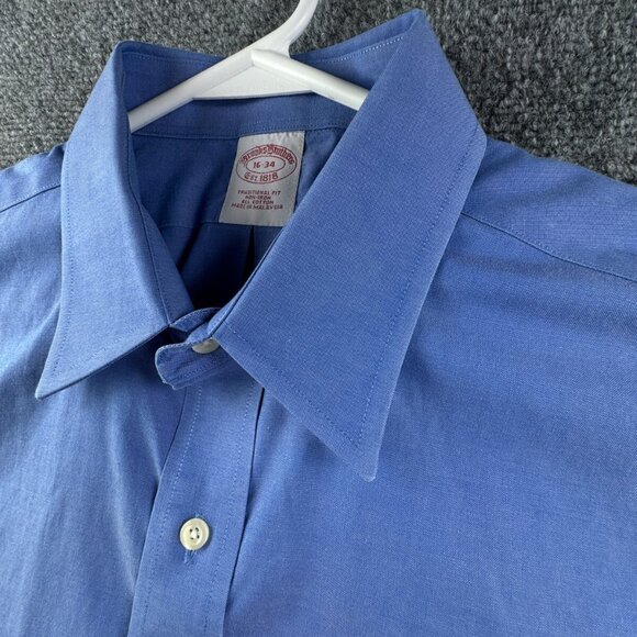 Brooks Brothers Button Up Shirt Long Sleeve 16 34 Blue Traditional Fit Cotton - Picture 8 of 11
